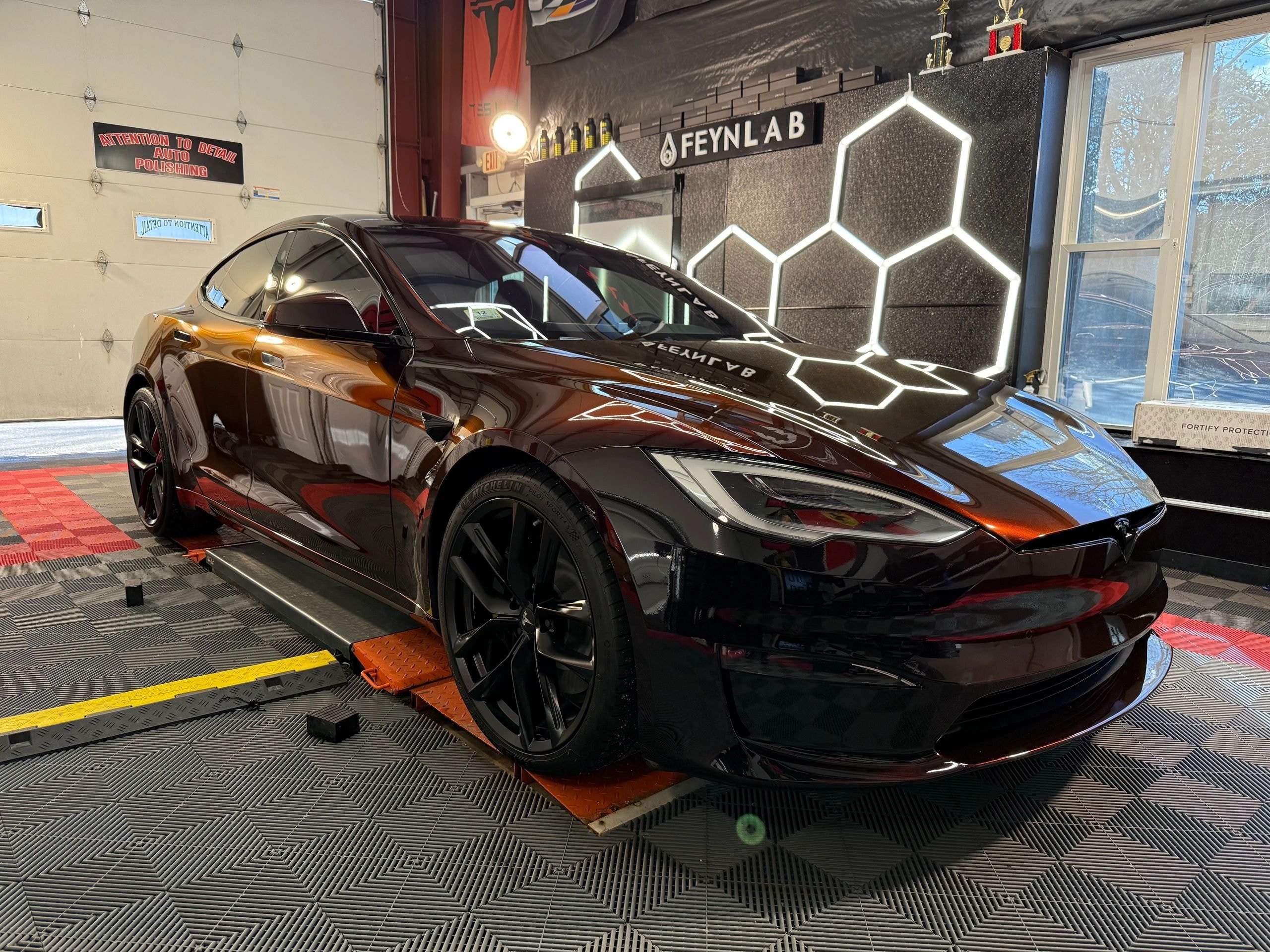Black Tesla Model S in ATD Feynlab showroom